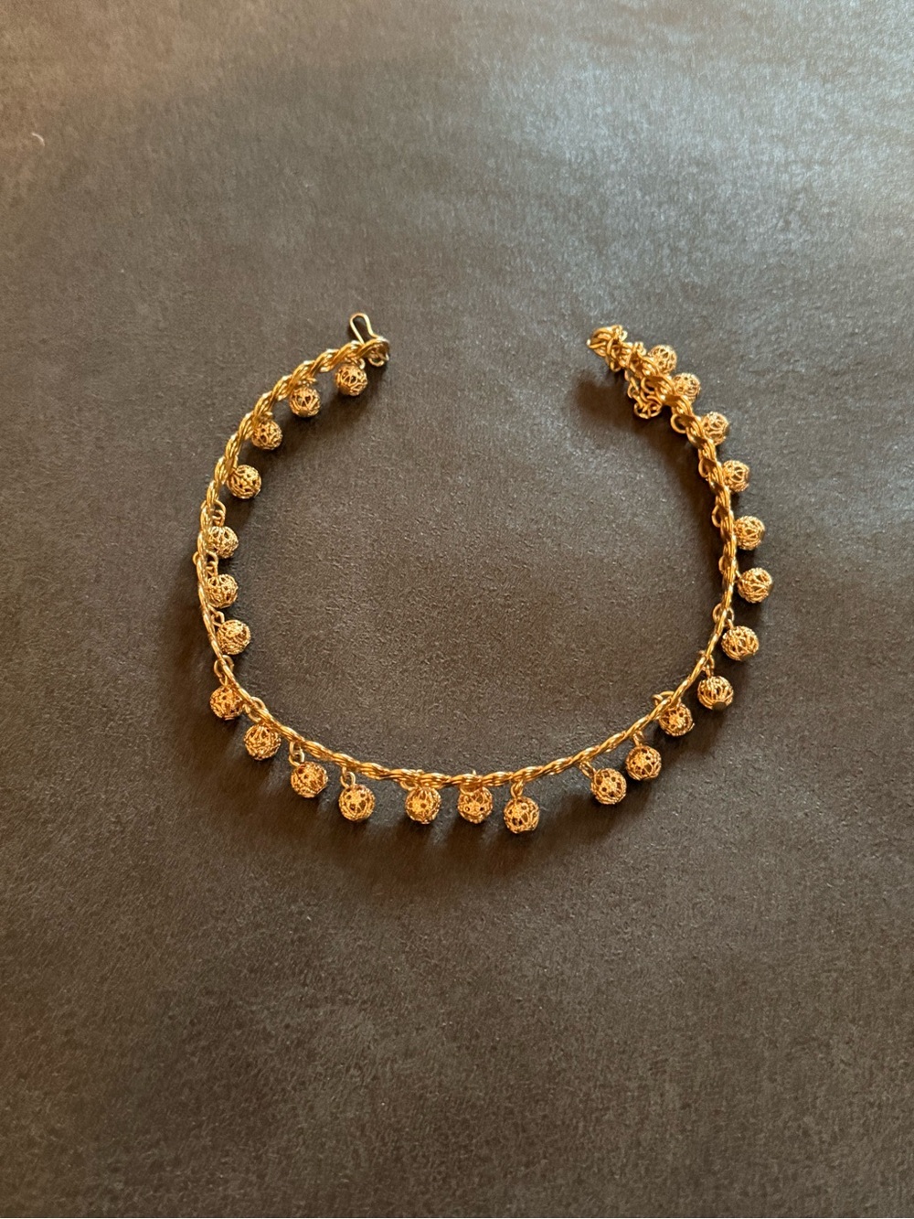 Gold Dangle Beaded Indian-Insprired Choker Necklace